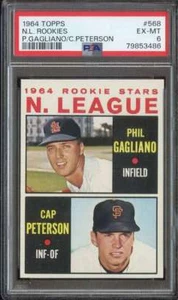 1964 Topps #568 Liga Nacional Novatos Gagliano/Peterson PSA 6 (RC) *ADT6085 - Imagen 1 de 2