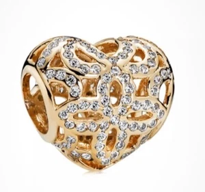 ❗️NEW❗️Authentic Pandora 14K Gold & Clear CZ “Love and Appreciation” Heart Charm - Picture 1 of 8