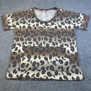 So in love women’s Brown Tan kangaroo pocket tee leopard print small - Picture 1 of 7