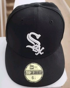 Men's New Era 59fifty MLB Chicago White Sox Fitted Hat/Cap Black Size 6 7/8 - Picture 1 of 13
