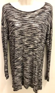 August Seide schwarz weiß Print Jersey Langarm Tunika Top Small - Bild 1 von 7