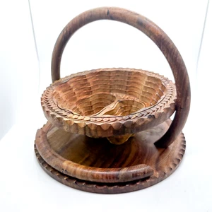 Wood Collapsible Folding Basket Fruit Bowl Trivet Farmhouse Designs by Enoch - Picture 1 of 12