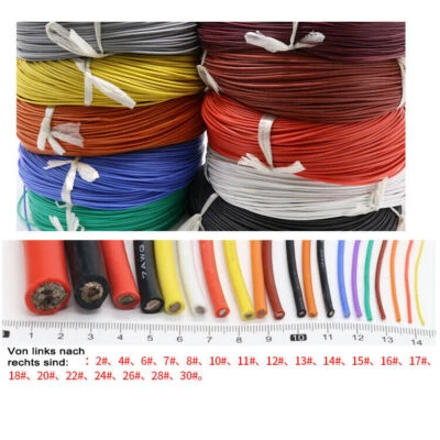 Silikonkabel Hochflexibel 2AWG~30AWG UL Litzenkabel Fahrzeugkabel 10 Farben - Bild 1 von 4