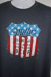 MILLER HIGH LIFE BEER NOVELTY BLUE S/S T-SHIRT SZ:LT NEW - Picture 1 of 2