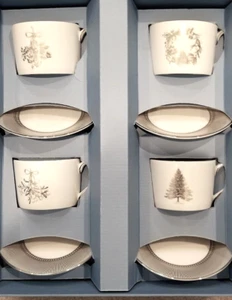Juego de 4 tazas de té y platillos blancos de invierno Wedgwood # 40032858 en caja - Imagen 1 de 5