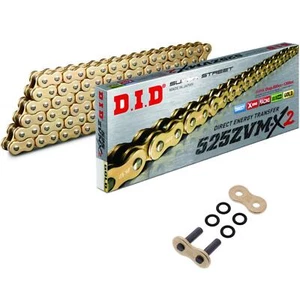 DID ZVMX2 Motorrad Kette verstärkt gold 525 Teilung 120 Rollen offen Nietschloss - Bild 1 von 4
