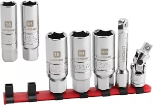 LLNDEI 3/8-Inch Drive Spark Plug Socket Set 7PCS, SAE & Metric CR-V Steel - Picture 1 of 7