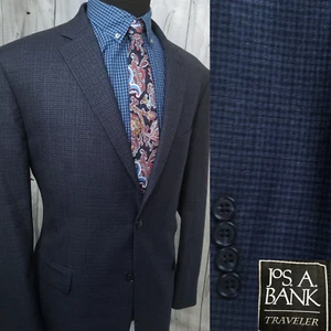 Giacca cappotto uomo Jos Bank "Traveler" blazer 46R blu scuro check 100% lana a pois - Foto 1 di 23