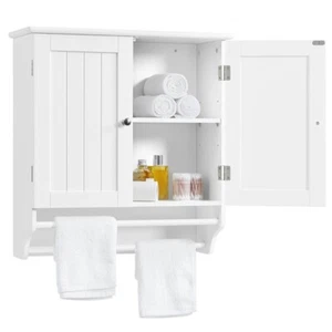Hängeschrank Badschrank Badregal Küchenschrank mit 2 Handtuchhalter & 2 Tür - Bild 1 von 8