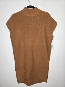 Nuevo con etiquetas Mini Vestido Suéter Anthropologie Manga Corta Cuello Simulado XS Marrón Tostado - Imagen 1 de 8