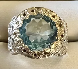ZRW Israel Sterling, 18k & Blautopas Ring. Größe 9 - Bild 1 von 11