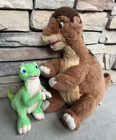 Vintage 1988 Gund The Land Before Time Little Foot 17" & 8” Ducky Dinosaur Cover