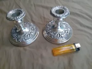 Vintage Sterling Silver S. Kirk & Son Repousse #2 Candlesticks - 3.75" - Picture 1 of 5