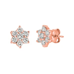 Juego de pendientes de diamantes naturales de 1,00 quilates G-H SI en oro rosa de 14 K - Imagen 1 de 3