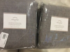 Pottery Barn Two (2) Emery Drapes Blackout Panels 50X96  NWT! Gray Linen Cotton - Picture 1 of 2