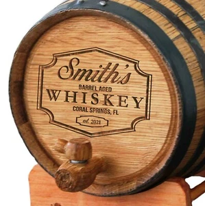 Personalized Custom Engraved 1 L. Oak Barrel - Wine, Bourbon, & Whiskey Barrel - Picture 1 of 7