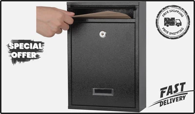 Buzón de montaje en pared KYODOLED con cerradura de combinación, buzón de caída seguro para exteriores negro Foto 1 de 4