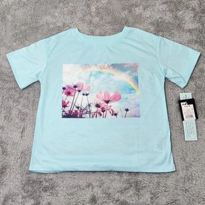 Art Class Graphic Shirt Girls L 10/12 Dreamy Blue Floral Rainbow Sleepwear Top - Picture 1 of 9