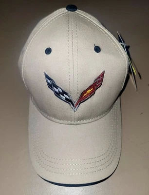 Новый с Ярлыками Corvette крышка на Corvette коллекции, бежевый с вышитой эмблемой, регулируемый - Изображение 1 из 4