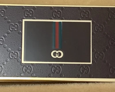 Gucci Accessory Black Enamel Monogram Money Clip In Original Velvet Display Box - Image 1 of 4