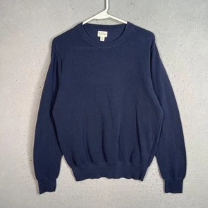 J. Crew Mens Cotton Knit Sweater Navy Blue Size Medium Pullover - Picture 1 of 7