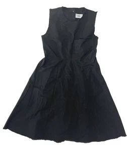 Solotre Damen ärmelloses Made in Italy Baumwollkleid - roher Saum - schwarz - Gr. M - Bild 1 von 3