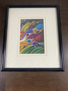 Claude Theberge Art Print “Hats” Umbrellas Matted Framed 10x12 - Picture 1 of 4