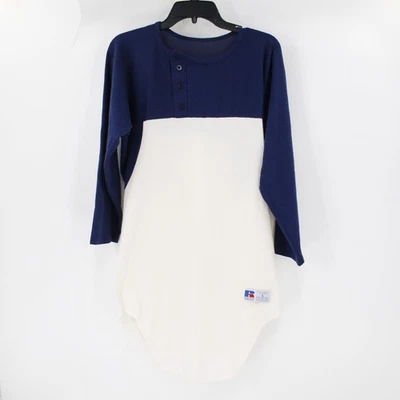 Camisa Atlética Russell De Colección Hombres Grande Henley Raglán Camiseta Nylon Algodón Béisbol Foto 1 de 4