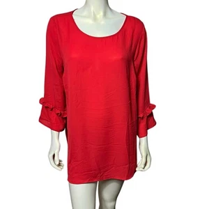 Motherhood Maternity Red Ruffle Sleeve Tunic Blouse Plus Size Large Holiday Top - Picture 1 of 6