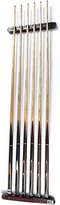 MOOCY Pool Stick Holder, Wall Mounted 6 Cue Billiard Rack - Premium Burgundy - Picture 1 of 6