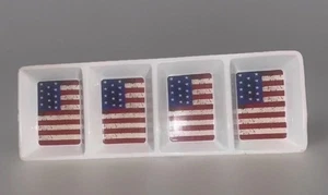 WARREN KIMBLE - Colonial by Sakura - American Flag Divided (4) Serving Platter - Picture 1 of 3
