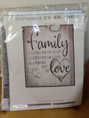 Family Love Crazy Loud punto de cruz bordado lona e instrucciones/sin hilo dental Foto 1 de 3