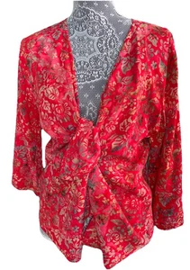 Top de festival kimono ligero bohemio envolvente chal floral Tanami talla M - Imagen 1 de 13