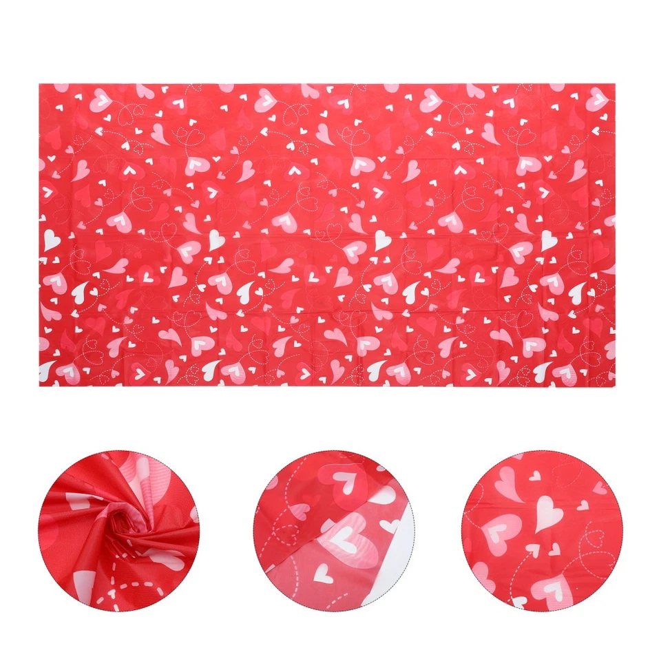  2 Pcs Dinner Table Cover Valentine's Day Love Cloth Heart Pattern Tablecloth - image 1 of 4