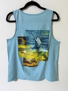 Canotta uomo Guy Harvey Tropical Star stampa posteriore in marlin blu Pacifico taglia M - Foto 1 di 5