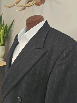 🇺🇲 Hickey Freeman Double Breasted Sports Coat Made In USA 41 Blue Chalk Stripe - Image 1 of 4