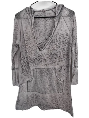 Top con Capucha M Rena Distressed Transparente Manga Larga Y2K Grunge Gris Talla Pequeña Foto 1 de 4