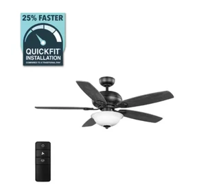 Southwind II 52 in. Indoor LED Matte Black Ceiling Fan with Light Kit, Reversibl - Picture 1 of 11