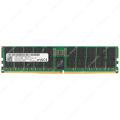 Micron 64GB DDR5-4800 PC5-38400 EC8 RDIMM Server Memory RAM MTC40F2046S1RC48BA1 - Image 1 of 2