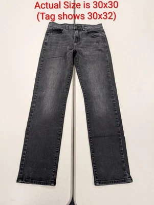 Lucky Brand 221 Straight Black Denim Jeans Mens 30x30 Actual Size Stretch USA - Image 1 of 4