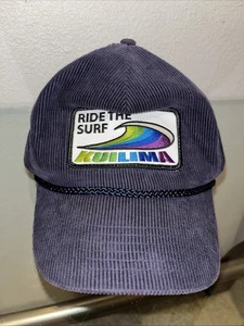 Navy Blue Aviator Nation Corduroy SnapBack Cap Hat “Ride The Surf Kulima” Patch - Picture 1 of 4