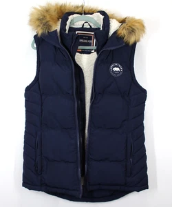 SoulCal & Co Blue Hooded Body Warmer I Fleece Lined I Faux Fur Trim Size XL / 14 - Picture 1 of 21