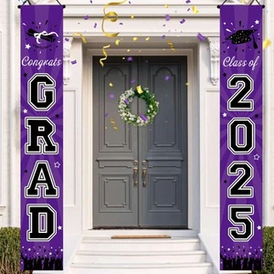 Graduation Decorations 2025 Purple Congrats Grad Porch Banner for Any Schools... - Picture 1 of 7