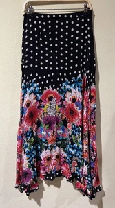 Anthropologie Tolani Maxirock schwarz Blumen gepunktet Gr. M asymmetrisch Boho a1 - Bild 1 von 7