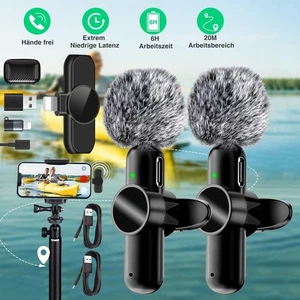 Wireless Lavalier Mikrofon Mini Ansteckmikrofon Plug und Play Kabellos Mikrofone - Bild 1 von 12