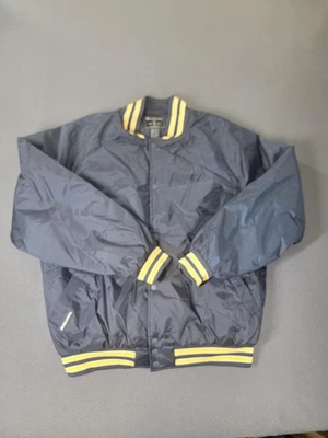 Holloway Jacket Mens Large Navy Blue Varsity Bomber Snap Front Quilted Lined - Image 1 of 4