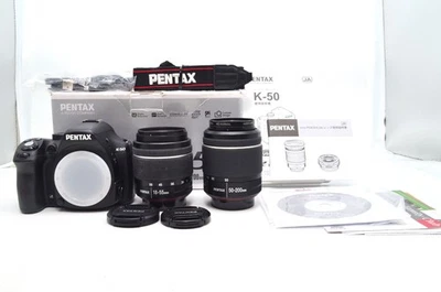 Pentax K-50 16MP Digital SLR Camera w/ 2 Lenses Kit Boxed Shutter Count 1968 - Image 1 of 4