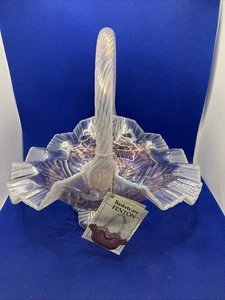 Seltenes Fenton Pink Opaleszierendes Korbblattmuster mit gedrehtem Griff  - Bild 1 von 8