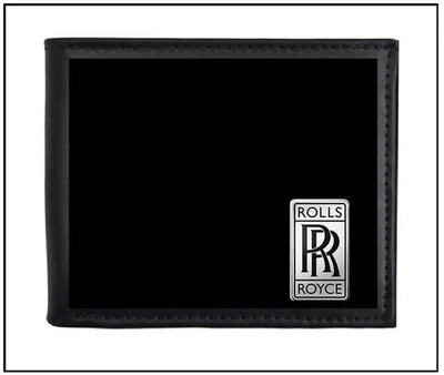 Carteira Masculina ROLLS ROYCE - Bifold de Couro Sintético Preto - Emblema Automático de Aço Prata - Imagem 1 de 4