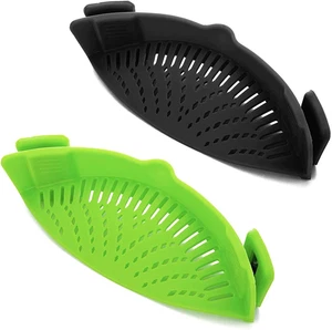 2 Pcs Silicone Clip on Strainer for Pasta Meat Vegetables Fruit, - Fit All Pots - Picture 1 of 12